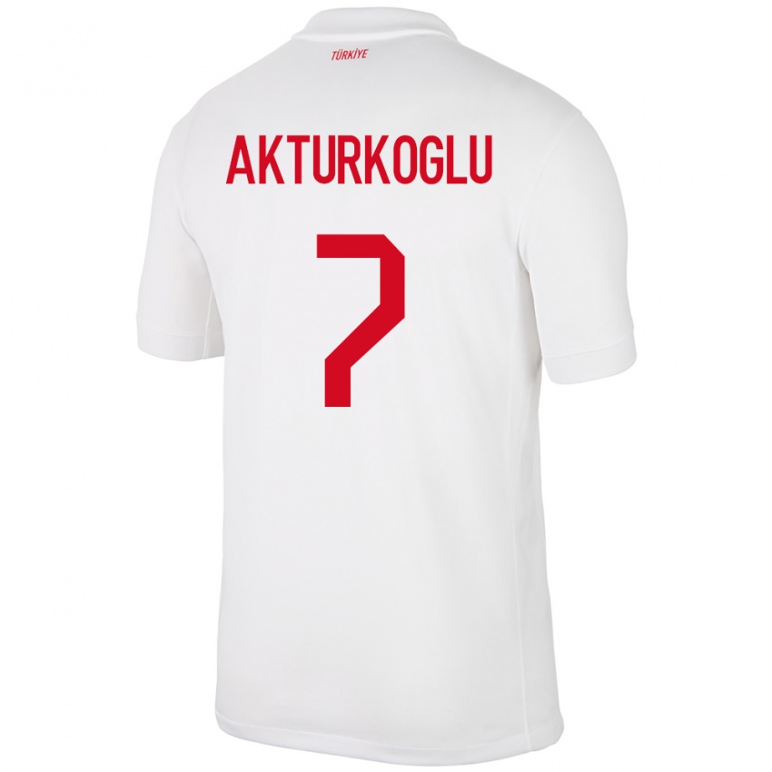 Kinder Türkei Kerem Aktürkoğlu #7 Weiß Heimtrikot Trikot 24-26 T-Shirt Österreich