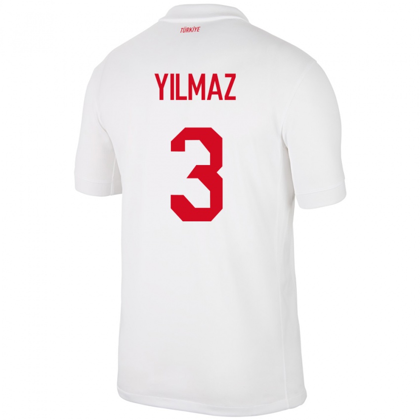 Kinder Türkei Berkay Yılmaz #3 Weiß Heimtrikot Trikot 24-26 T-Shirt Österreich