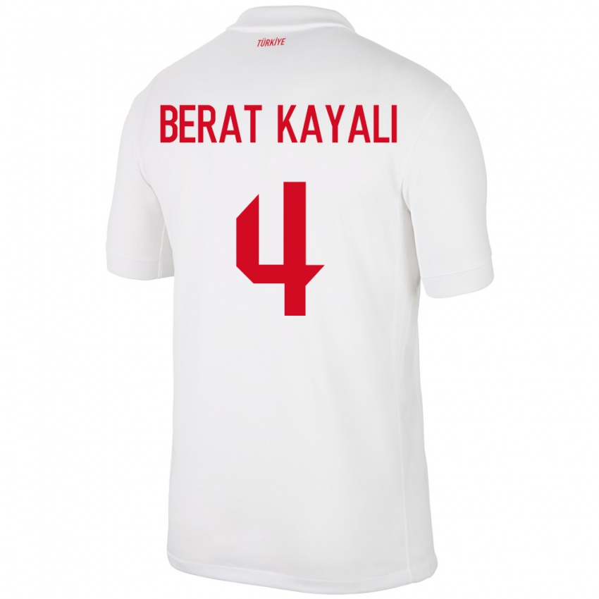 Kinder Türkei Hasan Berat Kayalı #4 Weiß Heimtrikot Trikot 24-26 T-Shirt Österreich