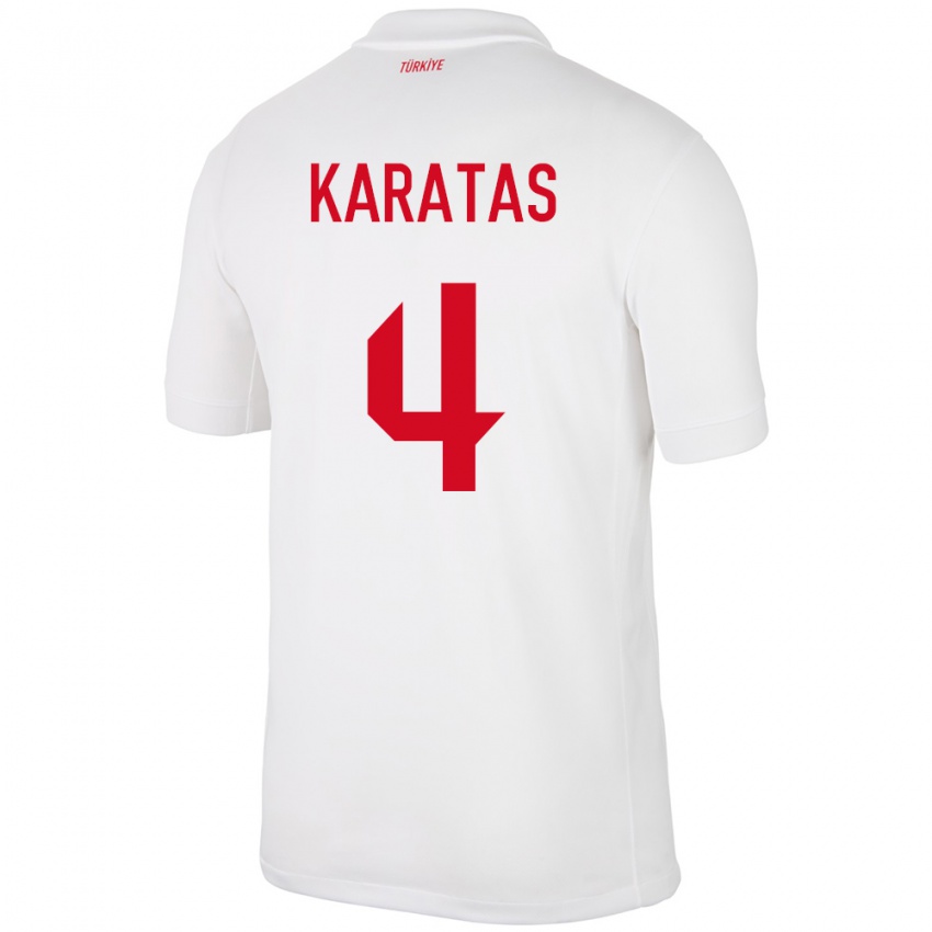 Kinder Türkei Eda Karataş #4 Weiß Heimtrikot Trikot 24-26 T-Shirt Österreich