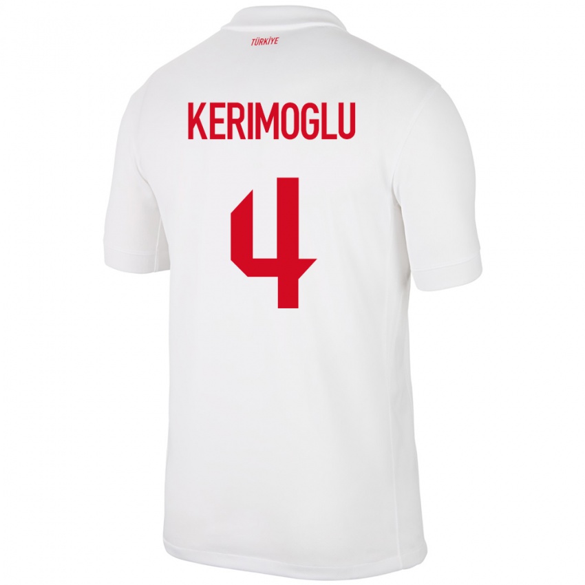 Kinder Türkei Zeynap Kerimoğlu #4 Weiß Heimtrikot Trikot 24-26 T-Shirt Österreich