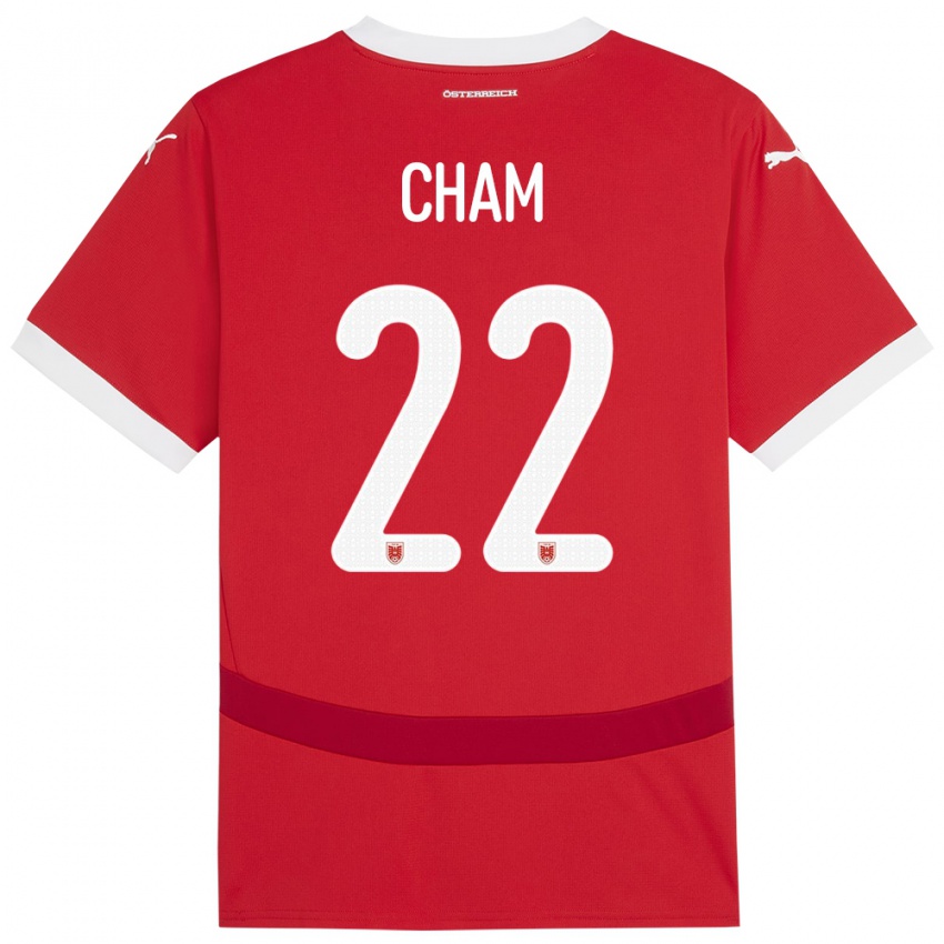 Kinder Österreich Muhammed Cham #22 Rot Heimtrikot Trikot 24-26 T-Shirt Österreich