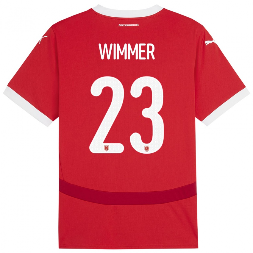 Kinder Österreich Patrick Wimmer #23 Rot Heimtrikot Trikot 24-26 T-Shirt Österreich