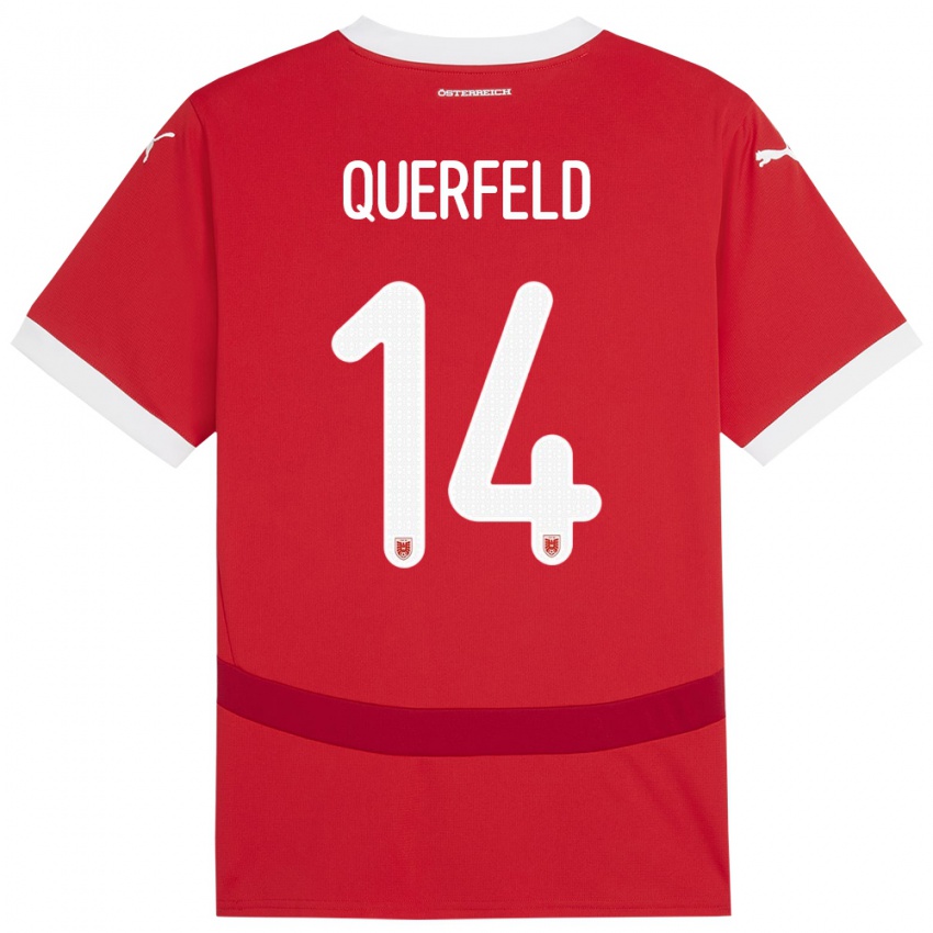 Kinder Österreich Leopold Querfeld #14 Rot Heimtrikot Trikot 24-26 T-Shirt Österreich