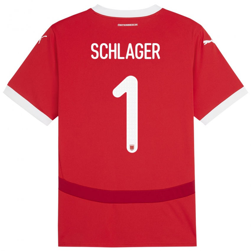 Kinder Österreich Alexander Schlager #1 Rot Heimtrikot Trikot 24-26 T-Shirt Österreich