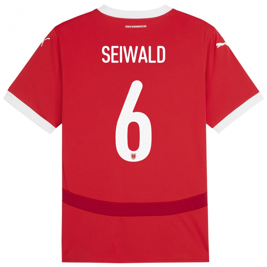 Kinder Österreich Nicolas Seiwald #6 Rot Heimtrikot Trikot 24-26 T-Shirt Österreich