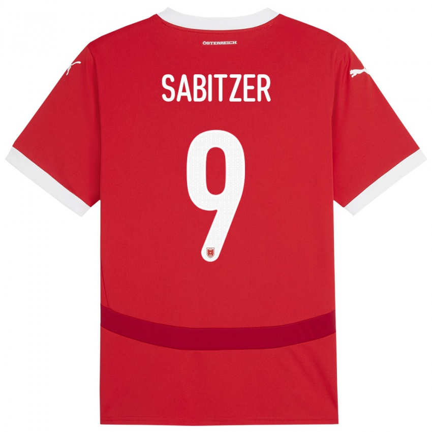 Kinder Österreich Marcel Sabitzer #9 Rot Heimtrikot Trikot 24-26 T-Shirt Österreich