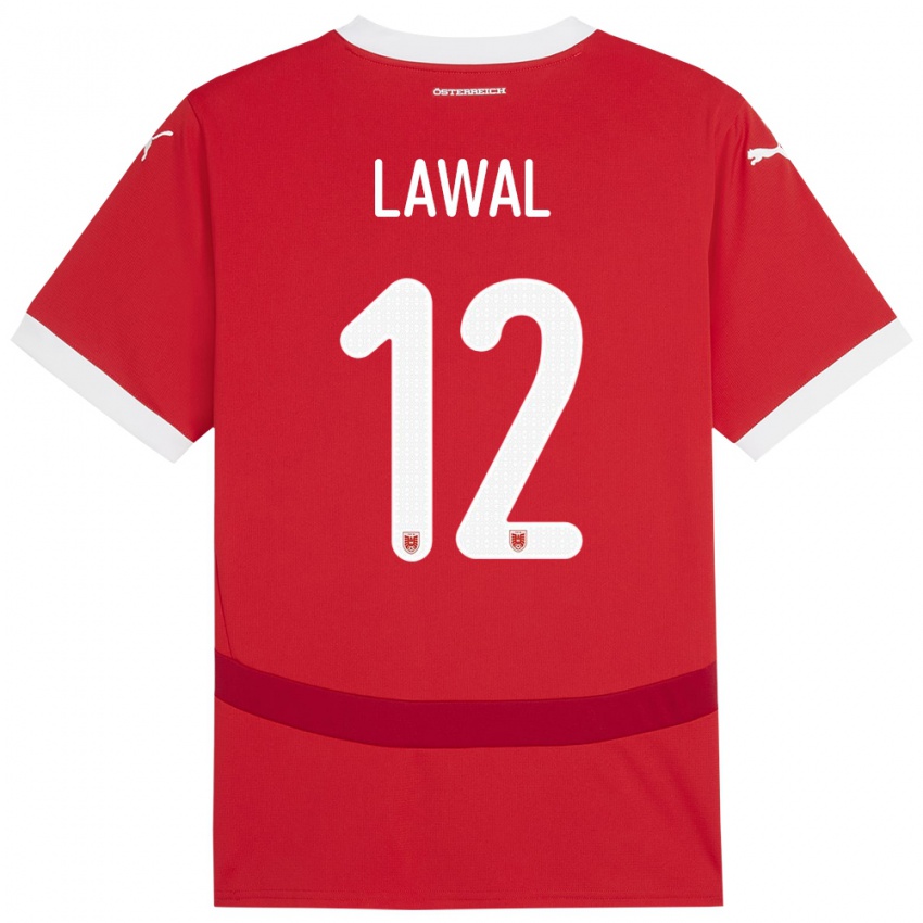 Kinder Österreich Tobias Lawal #12 Rot Heimtrikot Trikot 24-26 T-Shirt Österreich