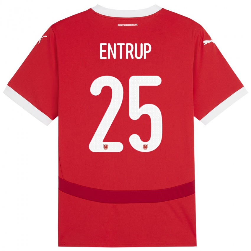 Kinder Österreich Maximilian Entrup #25 Rot Heimtrikot Trikot 24-26 T-Shirt Österreich