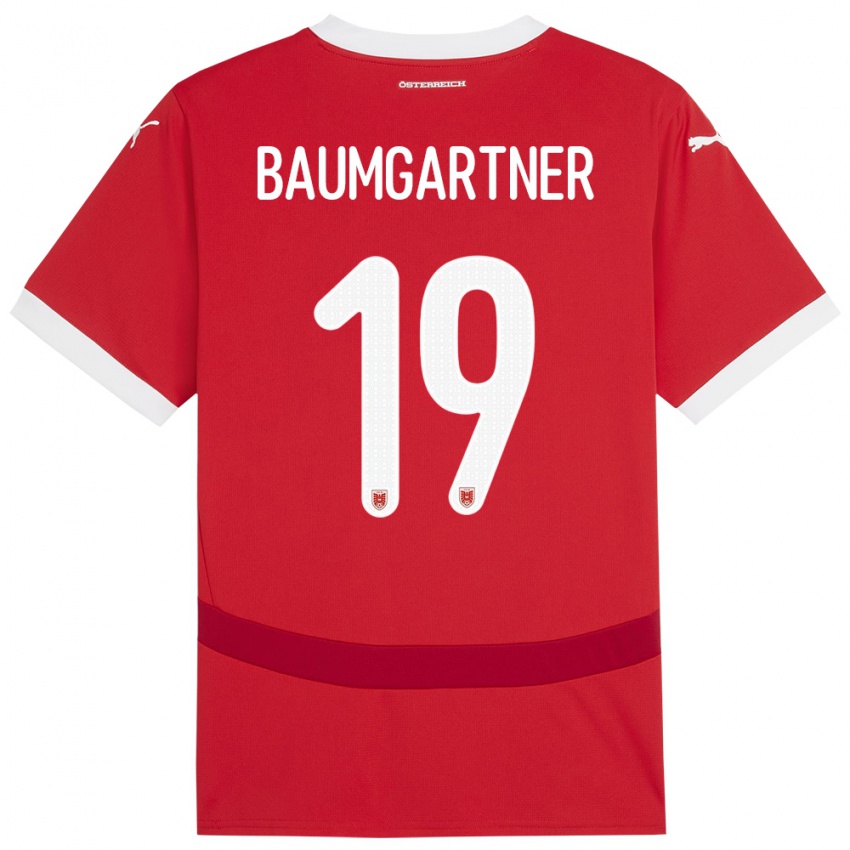 Kinder Österreich Christoph Baumgartner #19 Rot Heimtrikot Trikot 24-26 T-Shirt Österreich