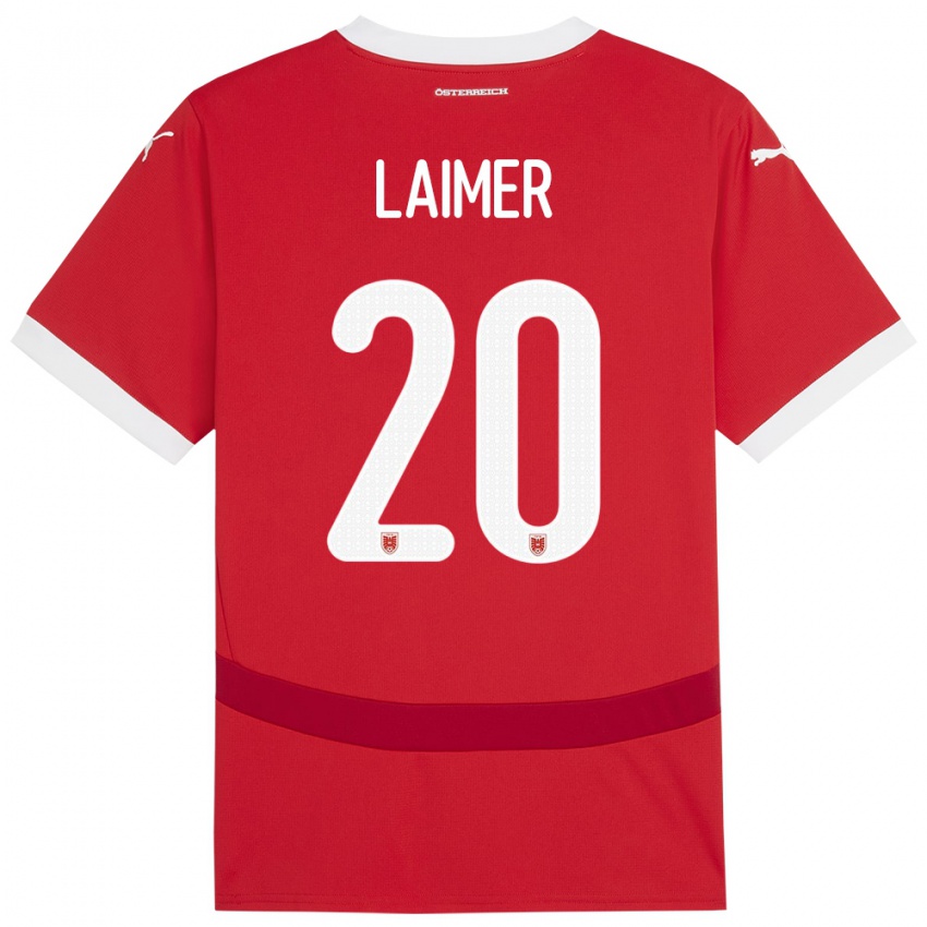 Kinder Österreich Konrad Laimer #20 Rot Heimtrikot Trikot 24-26 T-Shirt Österreich