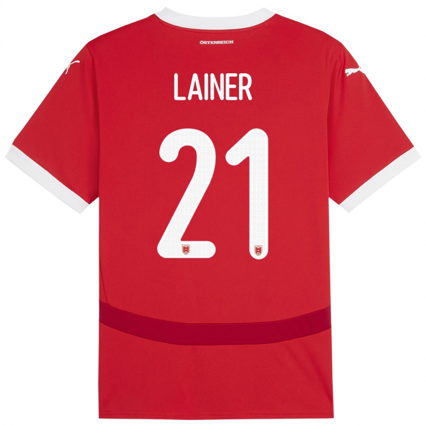 Kinder Österreich Stefan Lainer #21 Rot Heimtrikot Trikot 24-26 T-Shirt Österreich