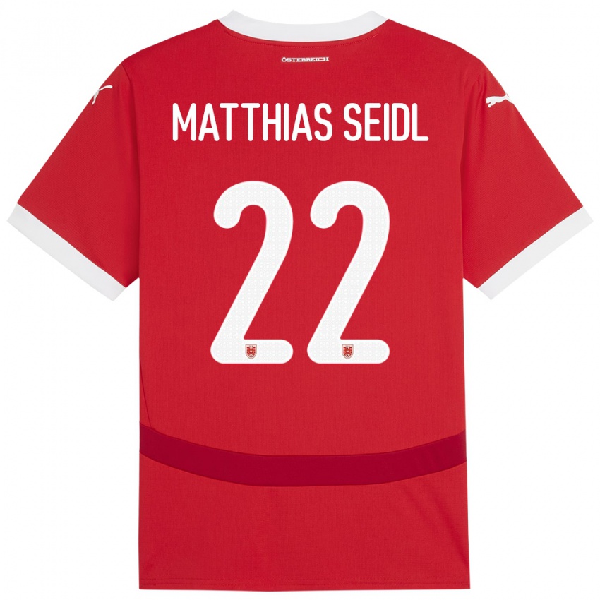 Kinder Österreich Matthias Seidl #22 Rot Heimtrikot Trikot 24-26 T-Shirt Österreich