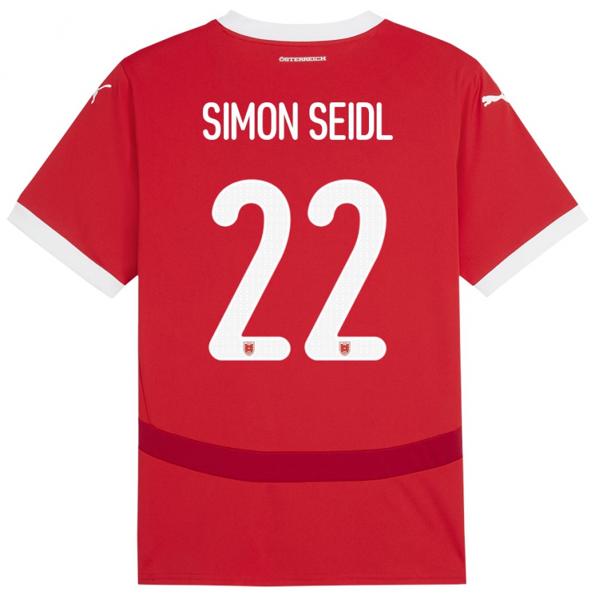 Kinder Österreich Simon Seidl #22 Rot Heimtrikot Trikot 24-26 T-Shirt Österreich