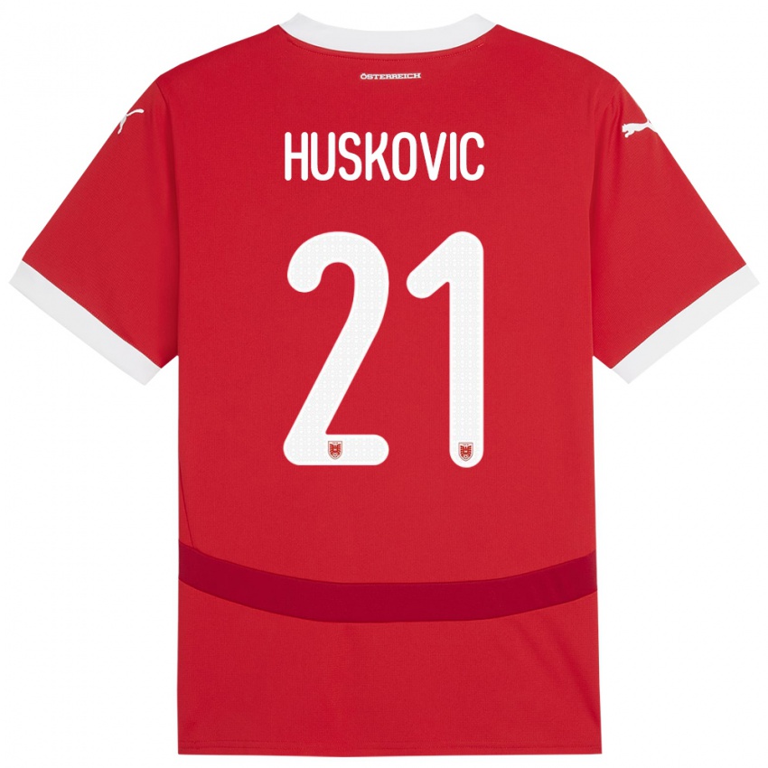 Kinder Österreich Muharem Huskovic #21 Rot Heimtrikot Trikot 24-26 T-Shirt Österreich