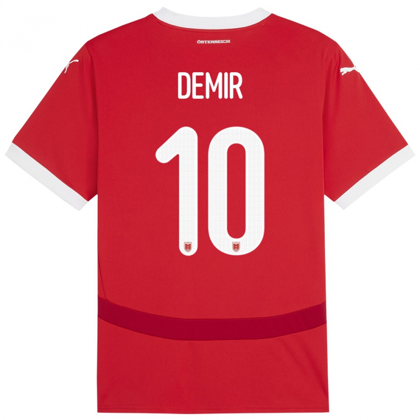 Kinder Österreich Yusuf Demir #10 Rot Heimtrikot Trikot 24-26 T-Shirt Österreich