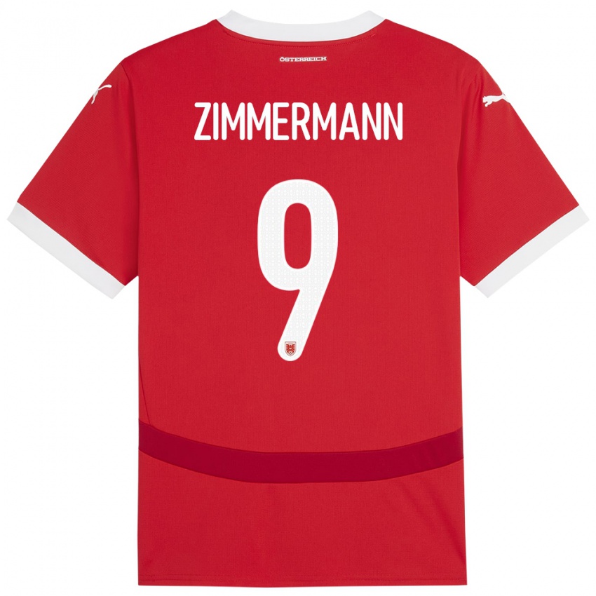 Kinder Österreich Bernhard Zimmermann #9 Rot Heimtrikot Trikot 24-26 T-Shirt Österreich