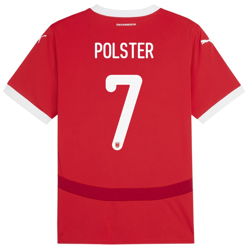 Kinder Österreich Manuel Polster #7 Rot Heimtrikot Trikot 24-26 T-Shirt Österreich