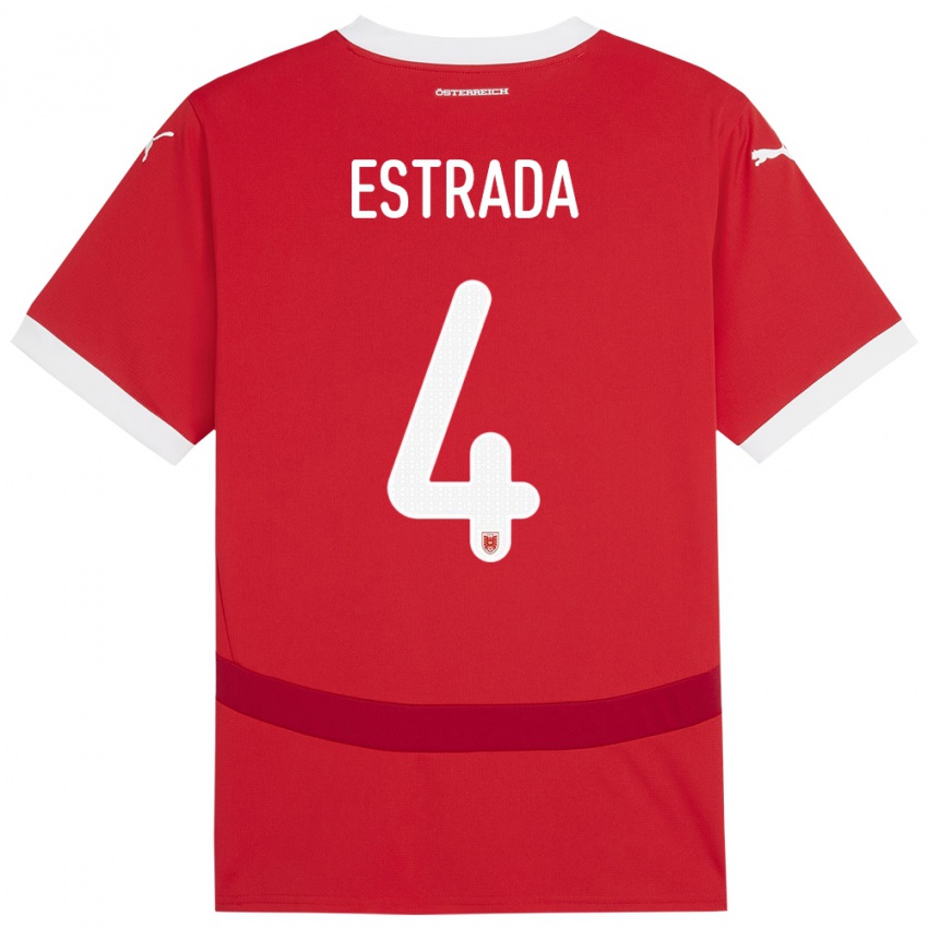 Kinder Österreich Pascal Estrada #4 Rot Heimtrikot Trikot 24-26 T-Shirt Österreich