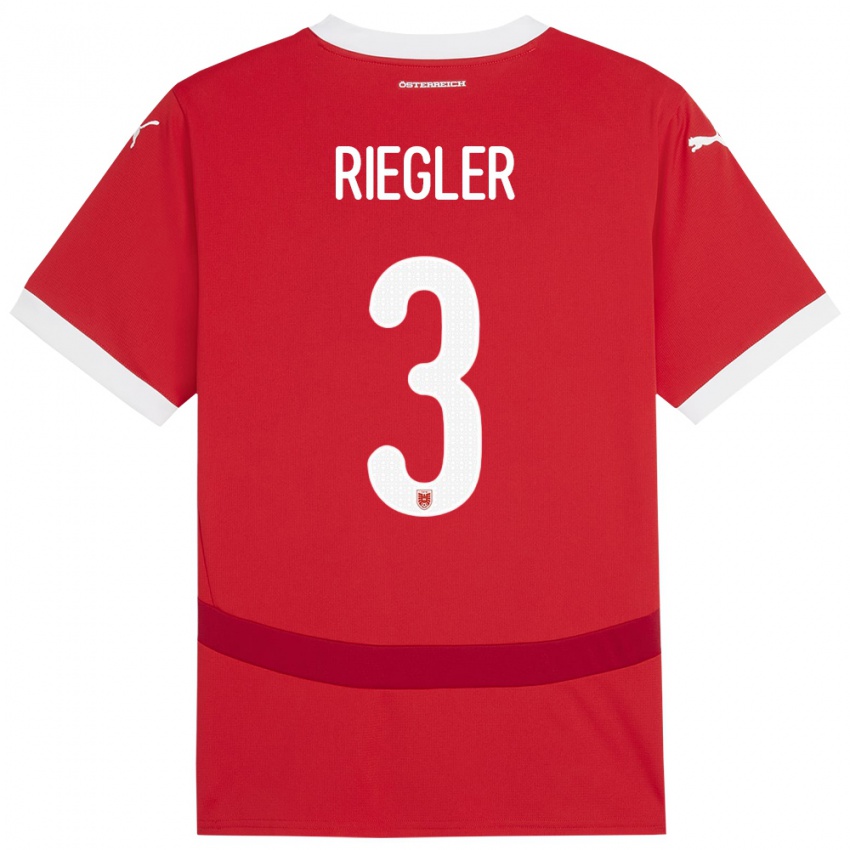 Kinder Österreich David Riegler #3 Rot Heimtrikot Trikot 24-26 T-Shirt Österreich