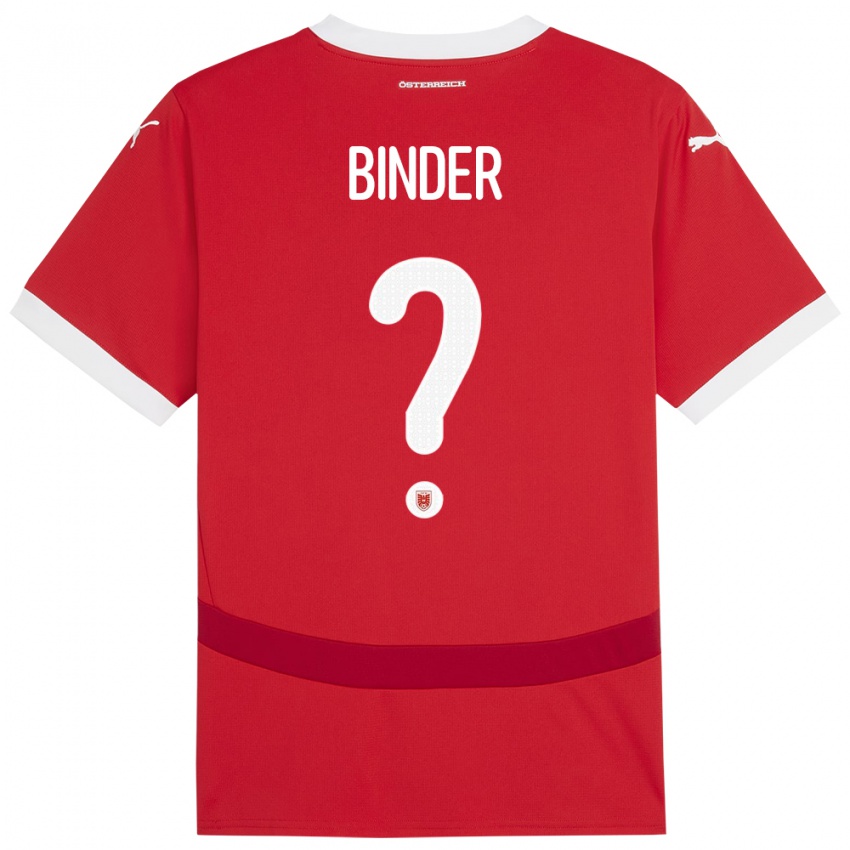 Kinder Österreich Nicolas Binder #0 Rot Heimtrikot Trikot 24-26 T-Shirt Österreich