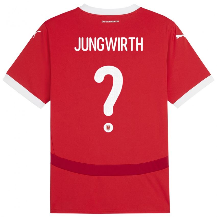 Kinder Österreich Lukas Jungwirth #0 Rot Heimtrikot Trikot 24-26 T-Shirt Österreich