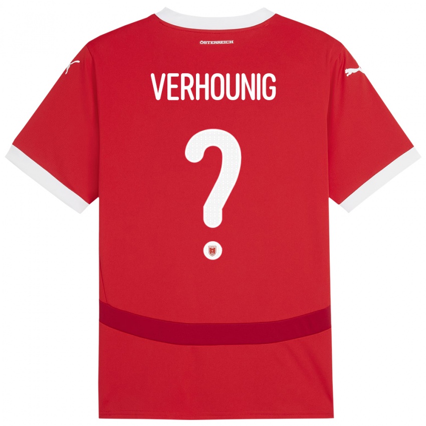 Kinder Österreich Phillip Verhounig #0 Rot Heimtrikot Trikot 24-26 T-Shirt Österreich