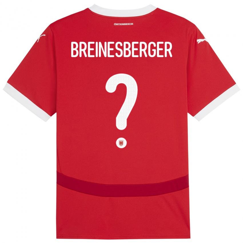 Kinder Österreich Christoph Breinesberger #0 Rot Heimtrikot Trikot 24-26 T-Shirt Österreich