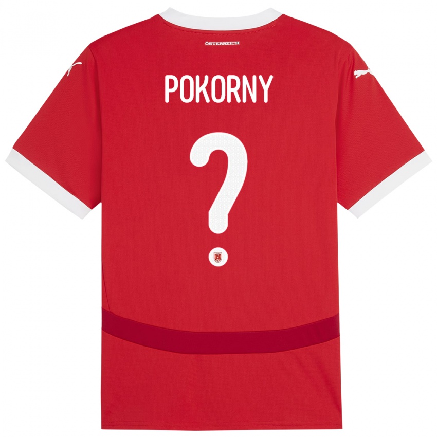 Kinder Österreich Jakob Pokorny #0 Rot Heimtrikot Trikot 24-26 T-Shirt Österreich