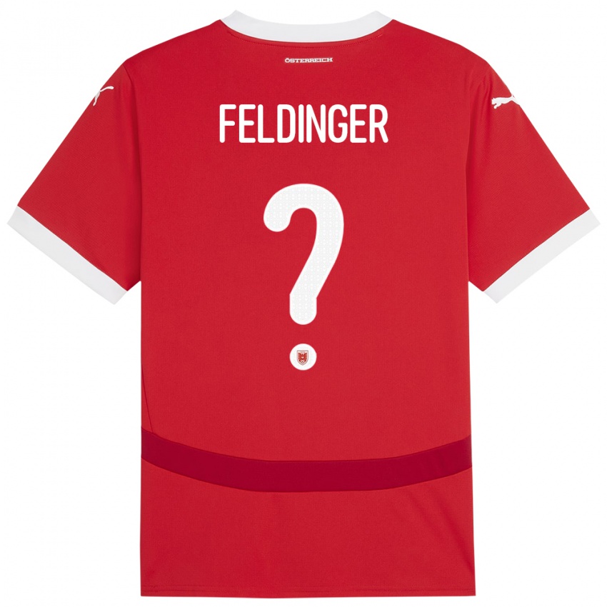 Kinder Österreich Rafael Feldinger #0 Rot Heimtrikot Trikot 24-26 T-Shirt Österreich