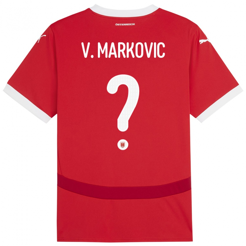 Kinder Österreich Vasilije Markovic #0 Rot Heimtrikot Trikot 24-26 T-Shirt Österreich