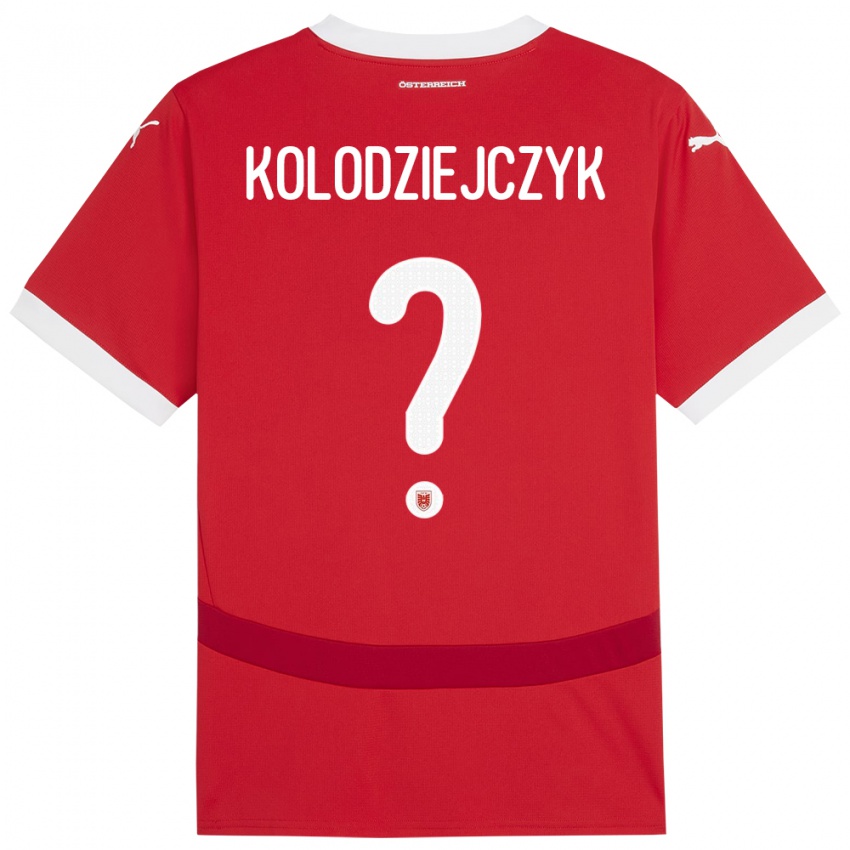 Kinder Österreich Marek Kolodziejczyk #0 Rot Heimtrikot Trikot 24-26 T-Shirt Österreich