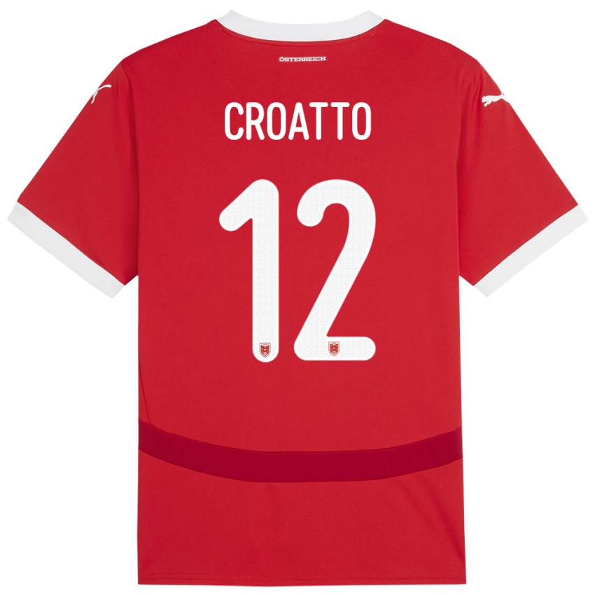 Kinder Österreich Michela Croatto #12 Rot Heimtrikot Trikot 24-26 T-Shirt Österreich