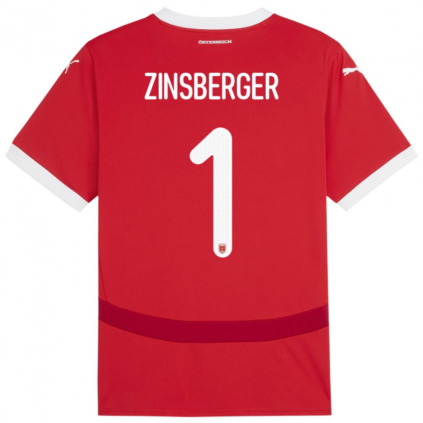 Kinder Österreich Manuela Zinsberger #1 Rot Heimtrikot Trikot 24-26 T-Shirt Österreich