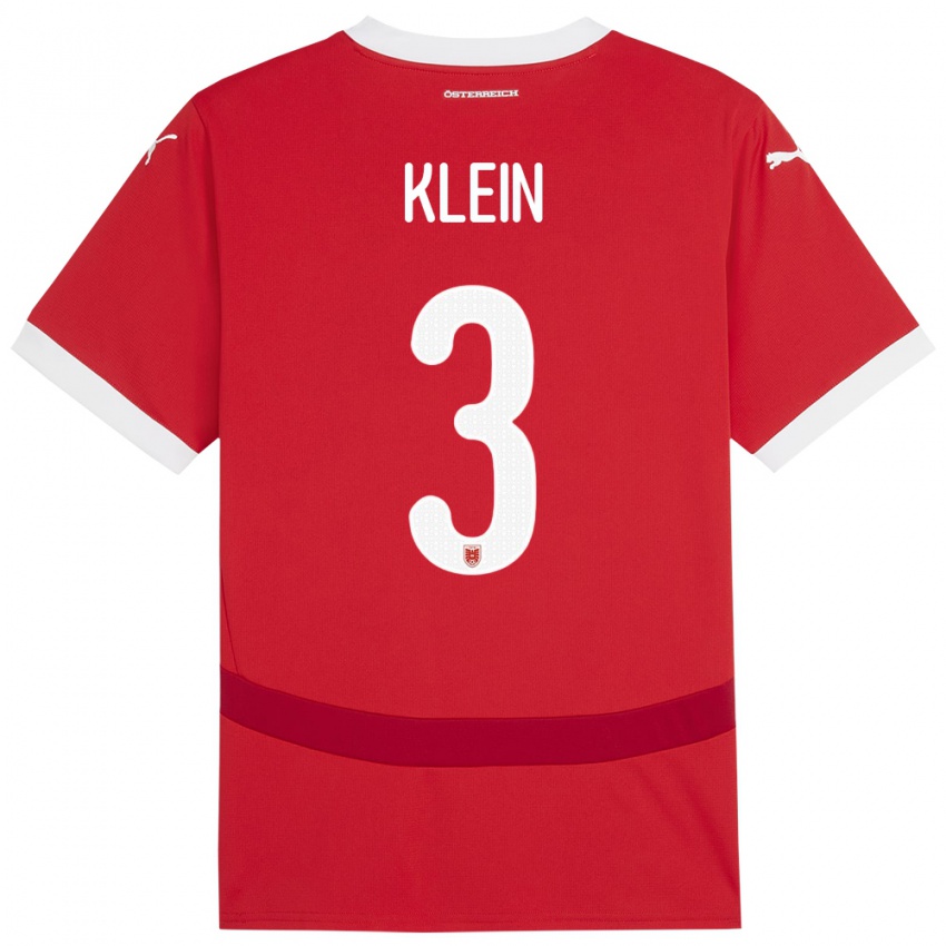 Kinder Österreich Jennifer Klein #3 Rot Heimtrikot Trikot 24-26 T-Shirt Österreich