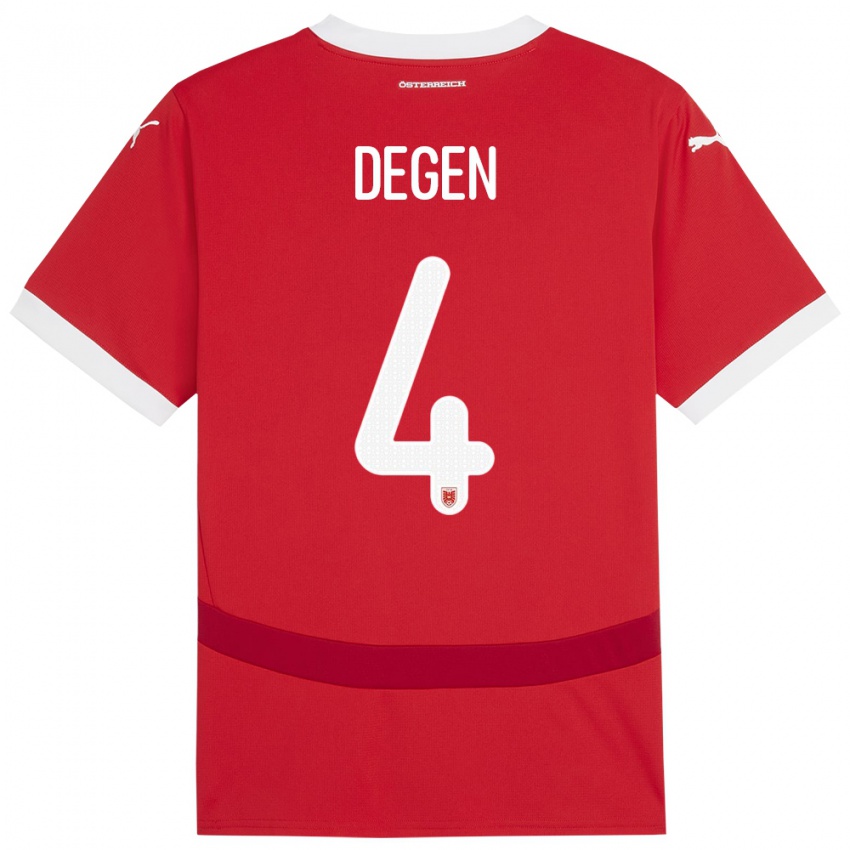 Kinder Österreich Celina Degen #4 Rot Heimtrikot Trikot 24-26 T-Shirt Österreich