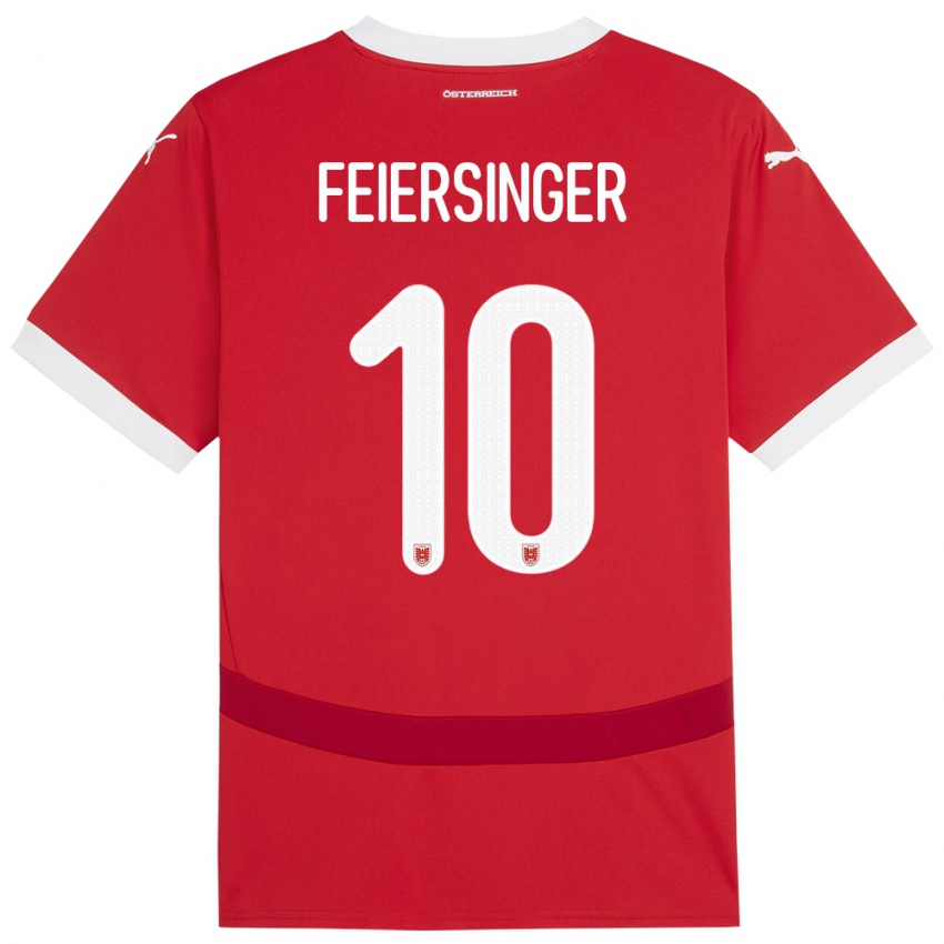 Kinder Österreich Laura Feiersinger #10 Rot Heimtrikot Trikot 24-26 T-Shirt Österreich