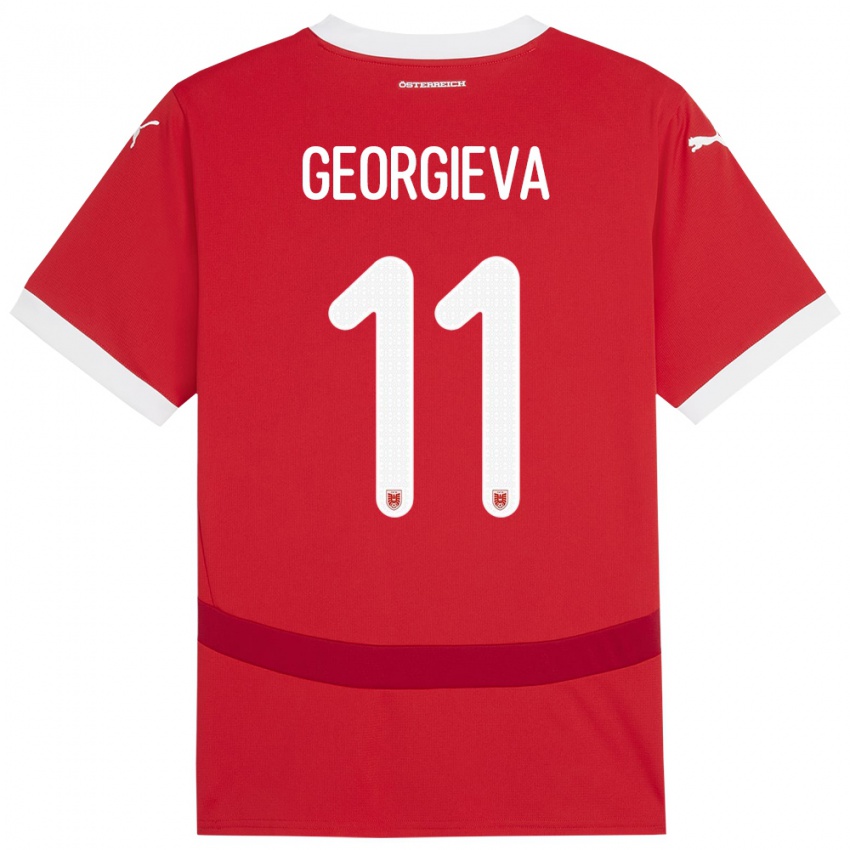 Kinder Österreich Marina Georgieva #11 Rot Heimtrikot Trikot 24-26 T-Shirt Österreich