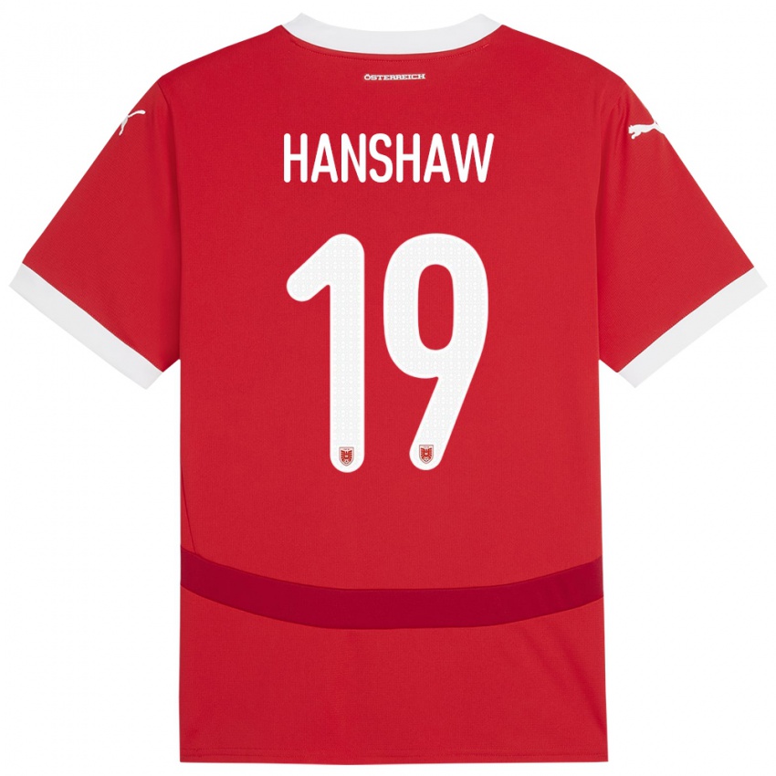 Kinder Österreich Verena Hanshaw #19 Rot Heimtrikot Trikot 24-26 T-Shirt Österreich