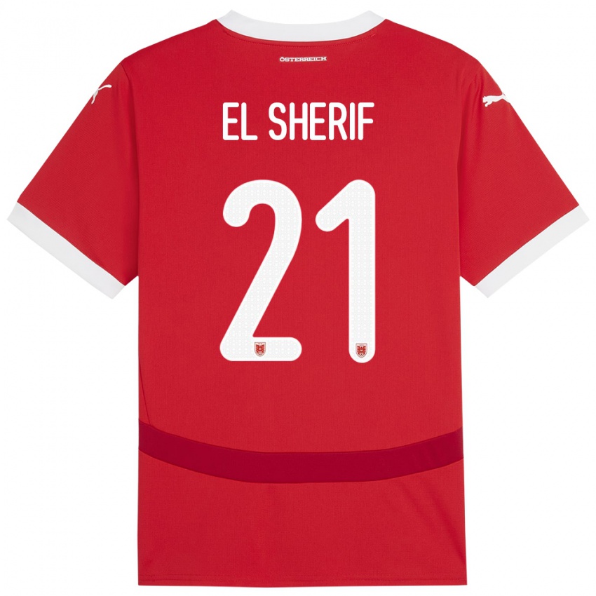 Kinder Österreich Mariella El Sherif #21 Rot Heimtrikot Trikot 24-26 T-Shirt Österreich