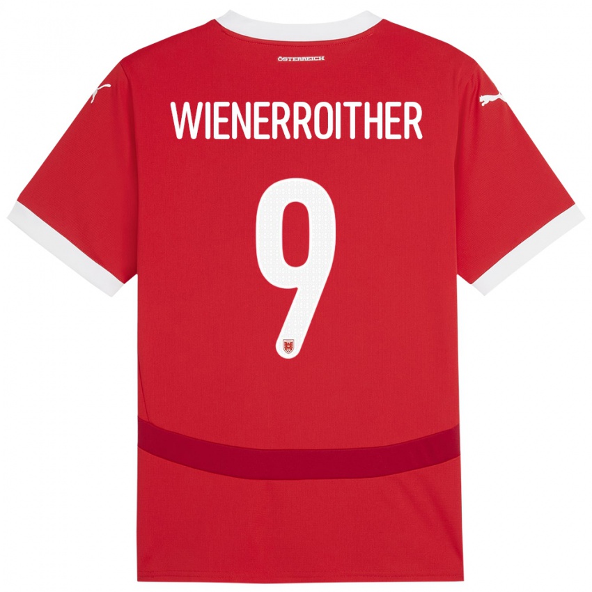 Kinder Österreich Katja Wienerroither #9 Rot Heimtrikot Trikot 24-26 T-Shirt Österreich