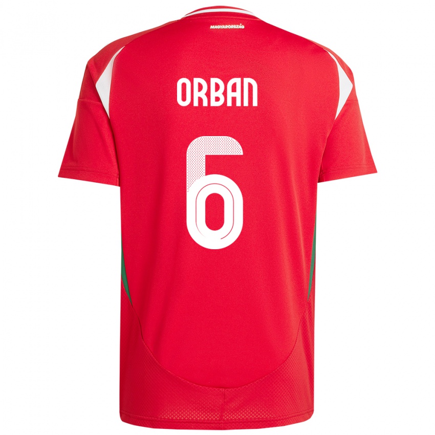 Kinder Ungarn Willi Orbán #6 Rot Heimtrikot Trikot 24-26 T-Shirt Österreich