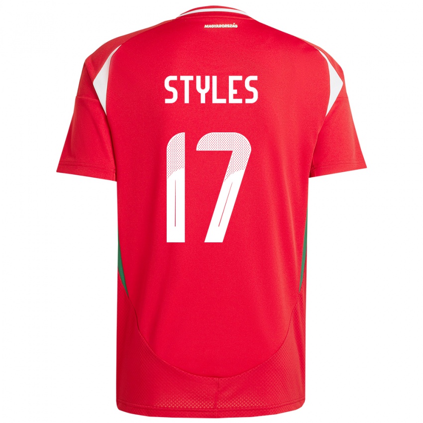 Kinder Ungarn Callum Styles #17 Rot Heimtrikot Trikot 24-26 T-Shirt Österreich