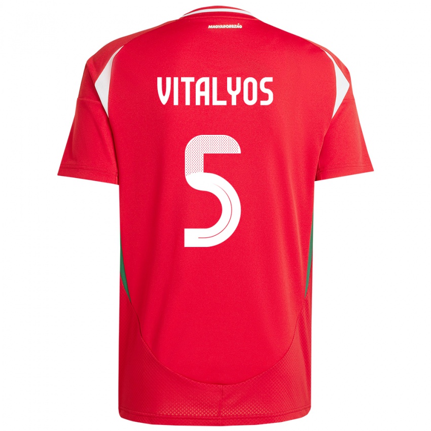 Kinder Ungarn Viktor Vitályos #5 Rot Heimtrikot Trikot 24-26 T-Shirt Österreich