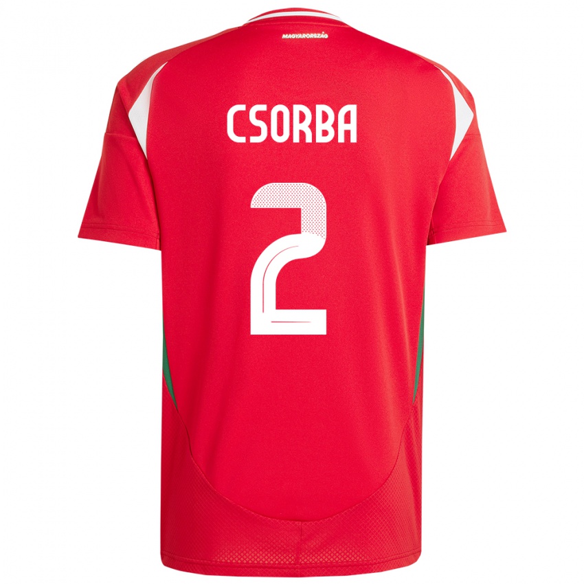 Kinder Ungarn Dominik Csorba #2 Rot Heimtrikot Trikot 24-26 T-Shirt Österreich