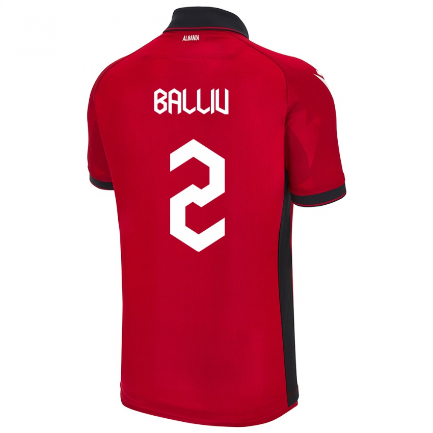 Kinder Albanien Iván Balliu #2 Rot Heimtrikot Trikot 24-26 T-Shirt Österreich