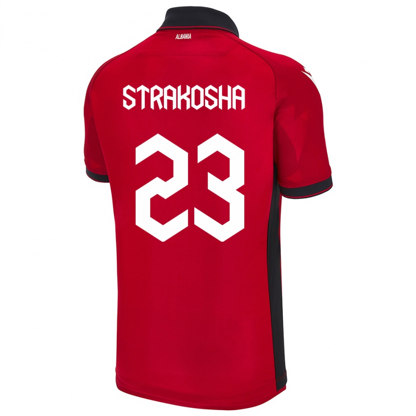 Kinder Albanien Thomas Strakosha #23 Rot Heimtrikot Trikot 24-26 T-Shirt Österreich