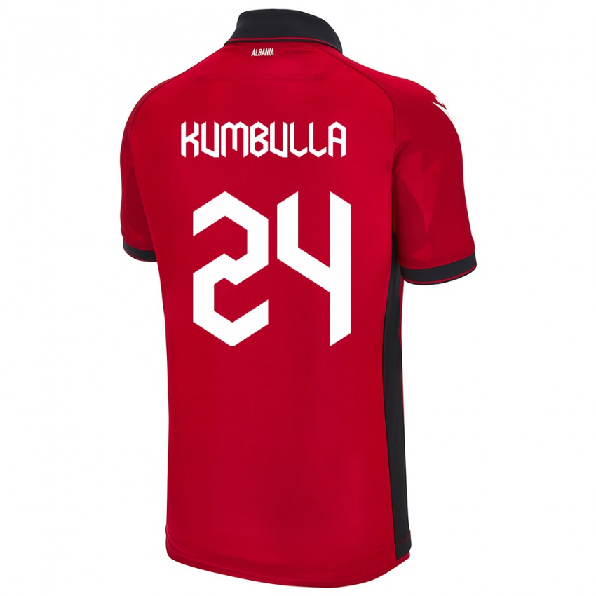 Kinder Albanien Marash Kumbulla #24 Rot Heimtrikot Trikot 24-26 T-Shirt Österreich