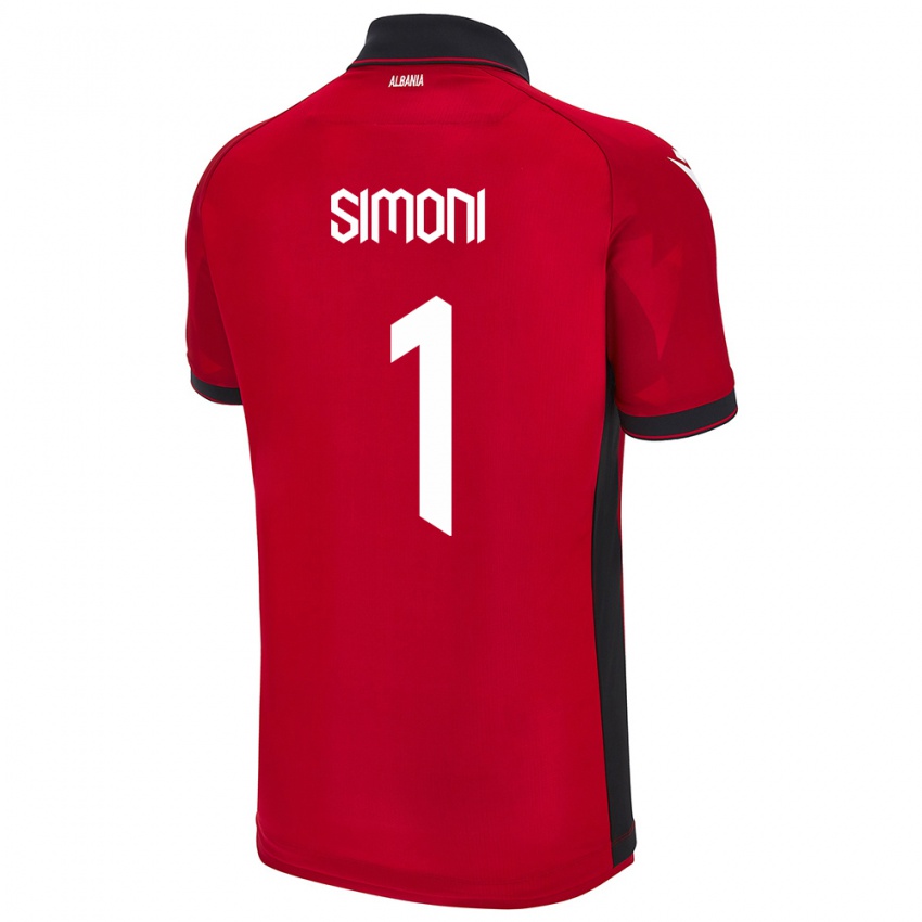 Kinder Albanien Simon Simoni #1 Rot Heimtrikot Trikot 24-26 T-Shirt Österreich