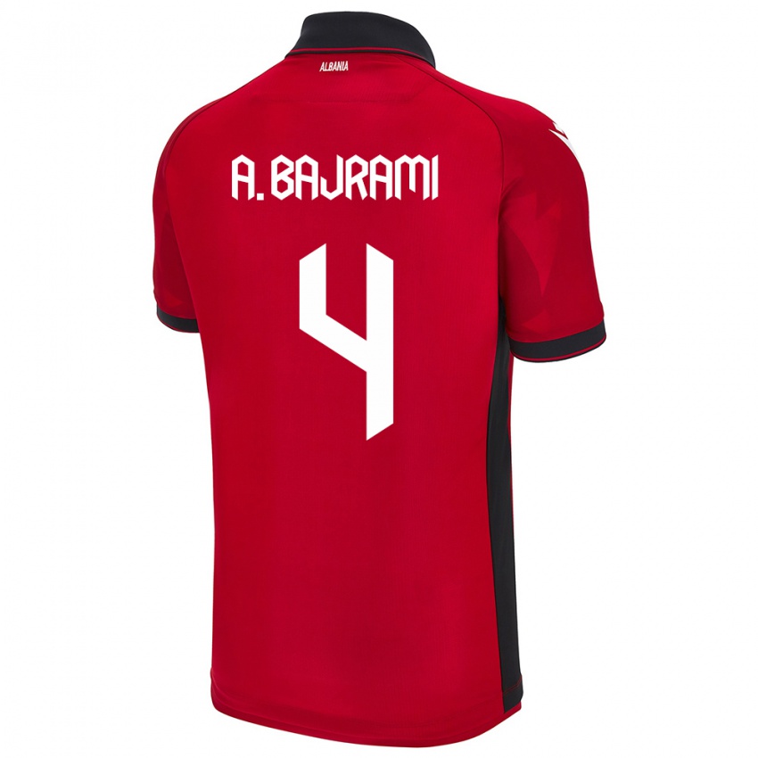 Kinder Albanien Adrian Bajrami #4 Rot Heimtrikot Trikot 24-26 T-Shirt Österreich